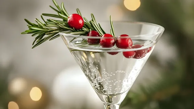 Festlicher Cocktail mit Cranberries und Rosmarin