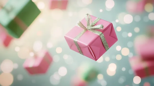 Festlicher Geschenkbox-Schwebetanz in Rosatönen