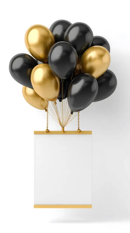 Festlicher Luftballonstrauß mit Werbekarte