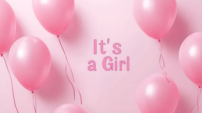 Festlicher rosa Hintergrund mit Luftballons - It's a Girl