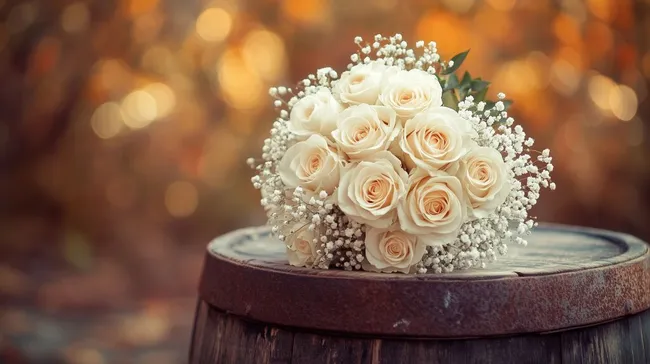 Festlicher Rosenstrauß in warmer Atmosphäre