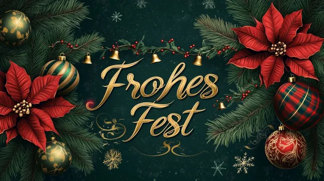 Festlicher Weihnachtsschmuck mit Frohes Fest Schriftzug
