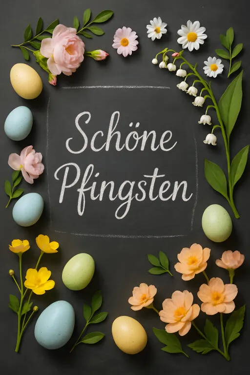 Festliches Frühlingsszenario mit Blumen und Ostereiern
