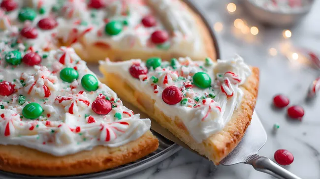 Festliches Weihnachtsdessertstück mit Zuckerstangen und Schokolade