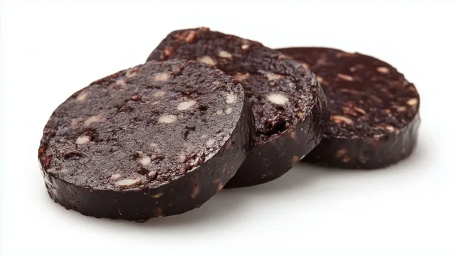 Fette, köstliche Scheiben Britischer Blutwurst