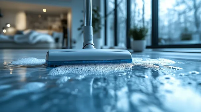 Feuchter Reinigungsaufsatz säubert Bodenoberfläche