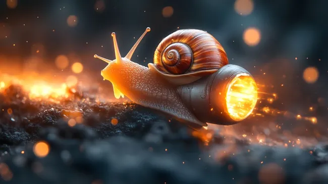 Feuersnecke mit Raketenantrieb - Fantasy-Stockfoto