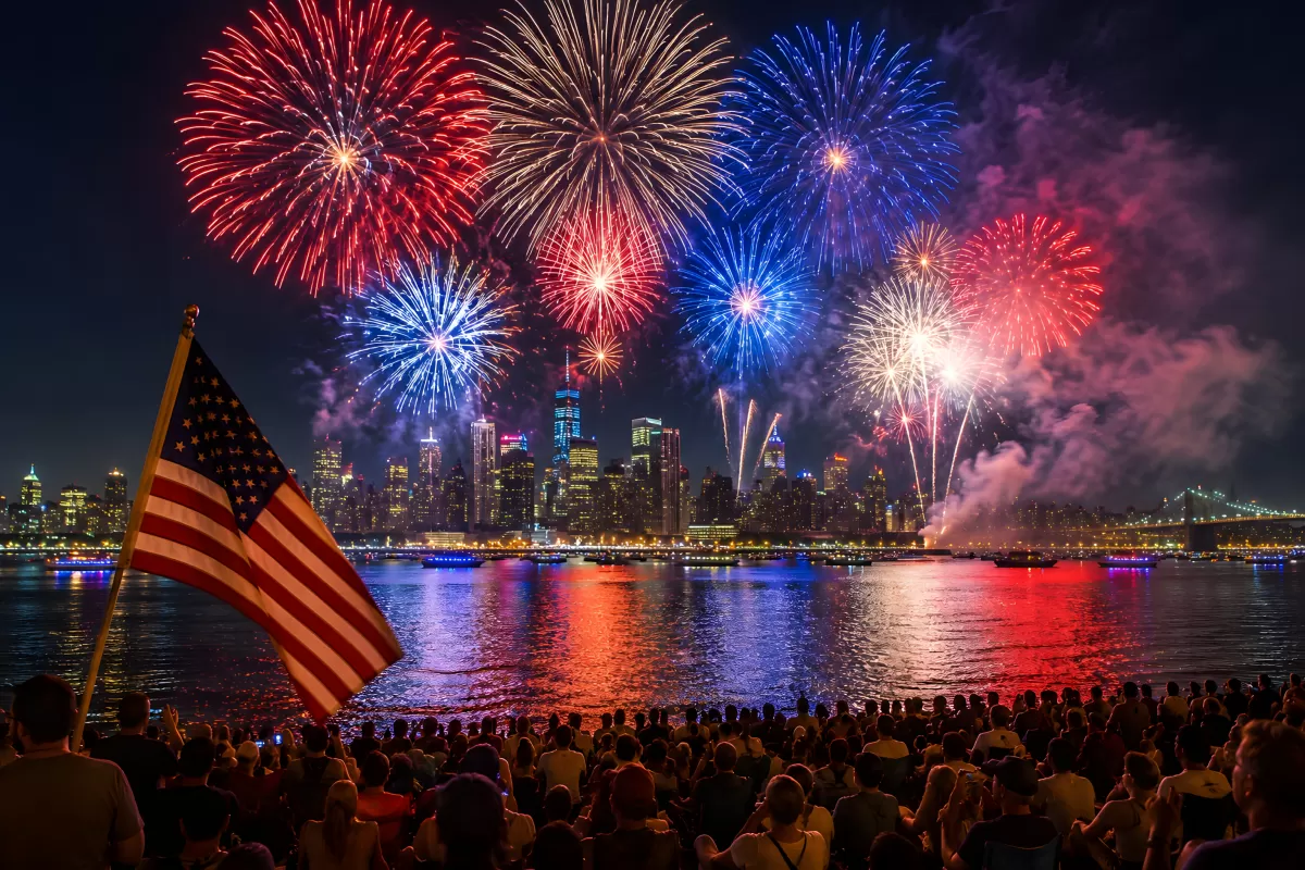 Feuerwerk über New York City am Unabhängigkeitstag