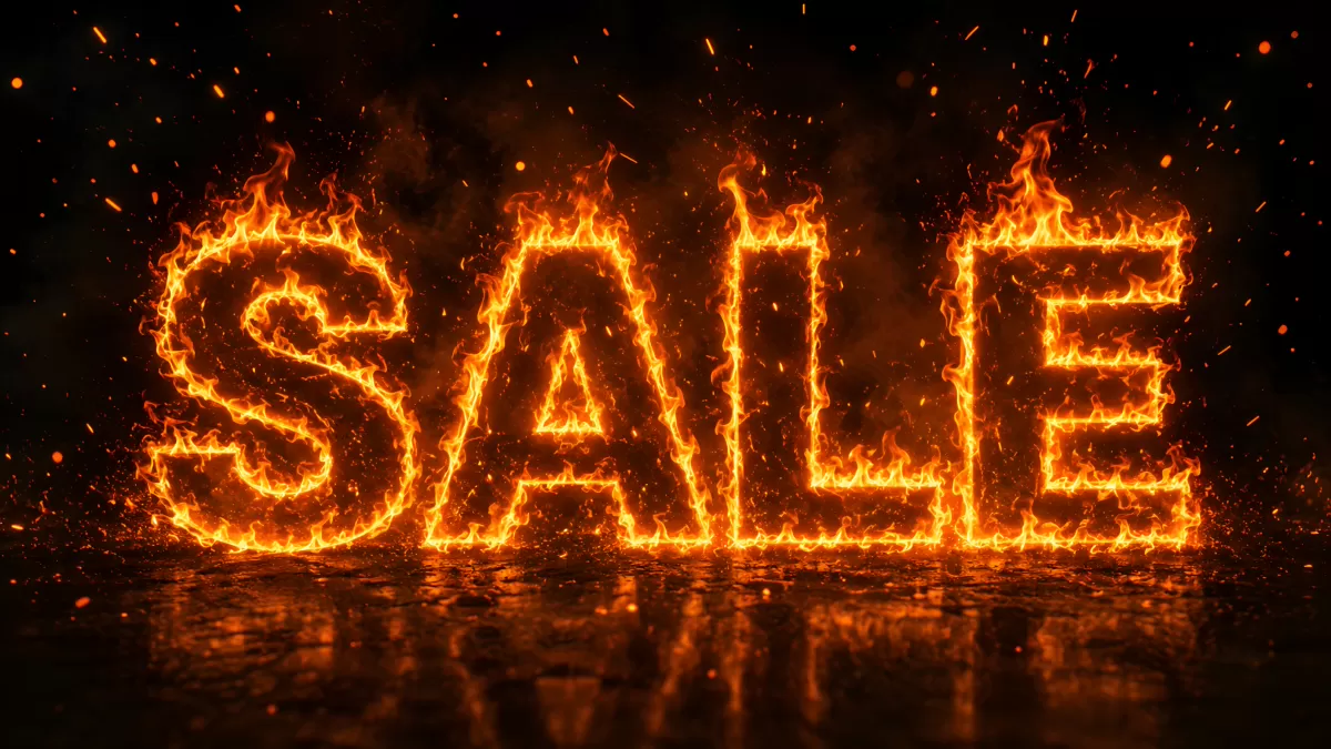 Feurige Schrift Sale auf dunklem Hintergrund