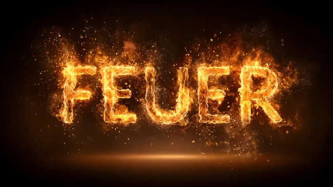 Feuriger Schriftzug in Flammenoptik