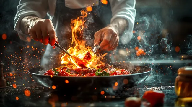 Feuriger Tomatensalat in rustikaler Pfanne