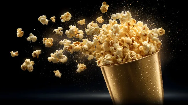 Feuriges Popcorn-Explosion in goldenem Becher