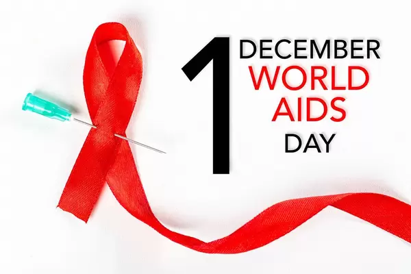 Fight against sexually transmitted diseases. Aids awareness sign red ribbon. World Aids Day concept.