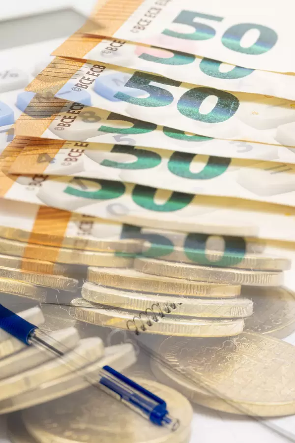 Finance concept with euro currency in the background