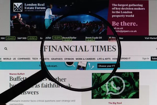 Financial Times logo under magnifying glass