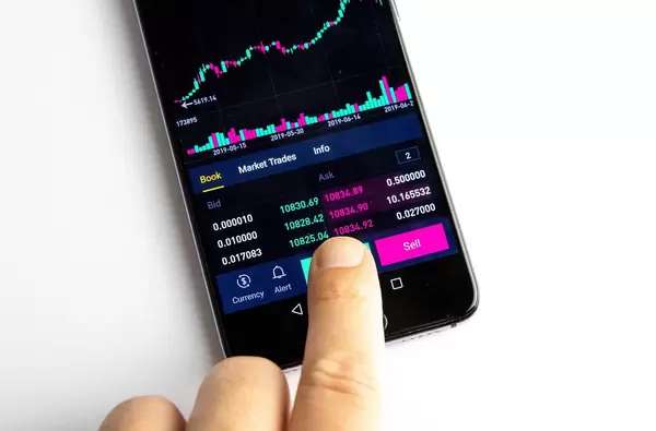 FInger pressing buy button on mobile phone