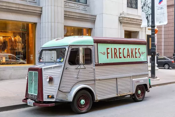 FIrecakes Donuts Streetfood Truck in vintage look