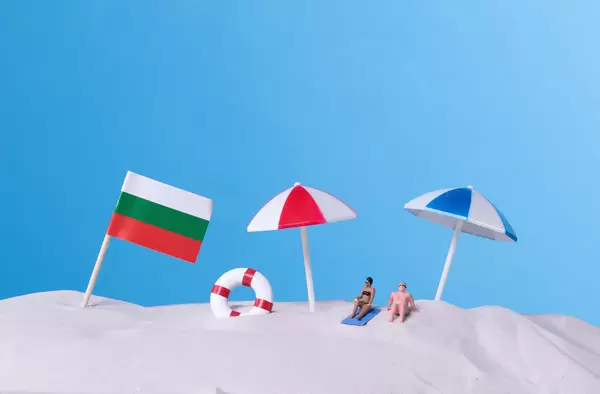 Flag of Bulgaria on the beach