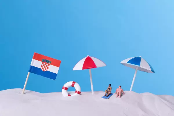 Flag of Croatia on the beach