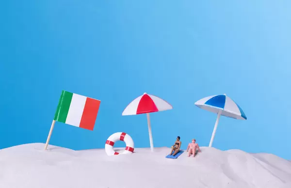 Flag of Italy on the beach