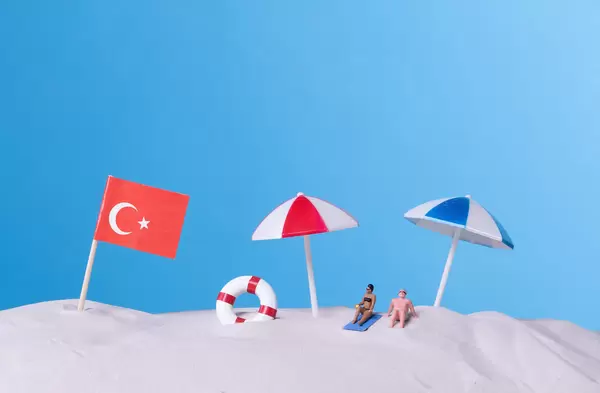 Flag of Turkey on the beach