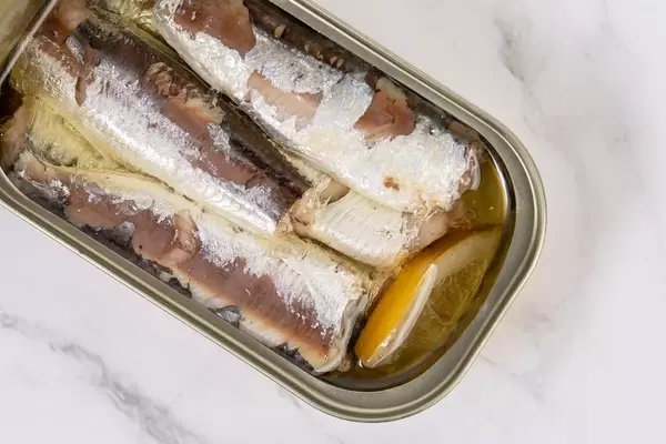 Flat lay above Canned Sardines Fish (Flip 2019)