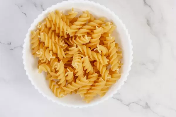 Flat lay above Crispy Pasta in the bowl (Flip 2019)
