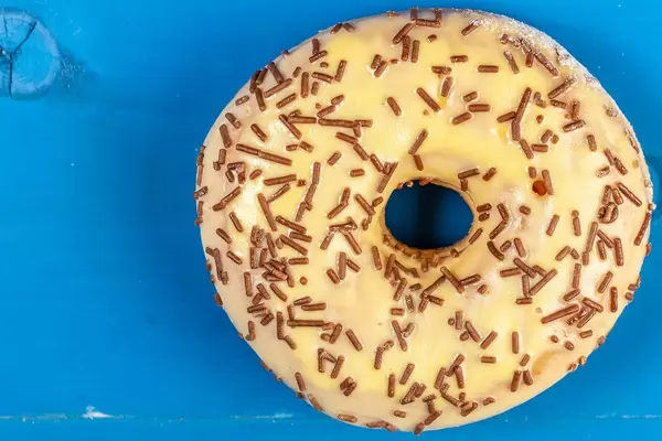 Flat lay above Donut with Vanilla topping