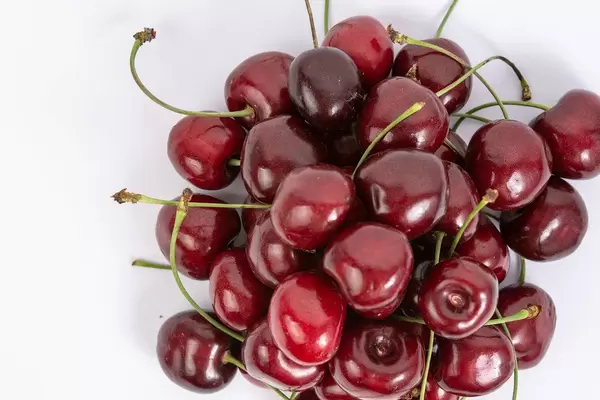 Flat lay above Fresh Cherries