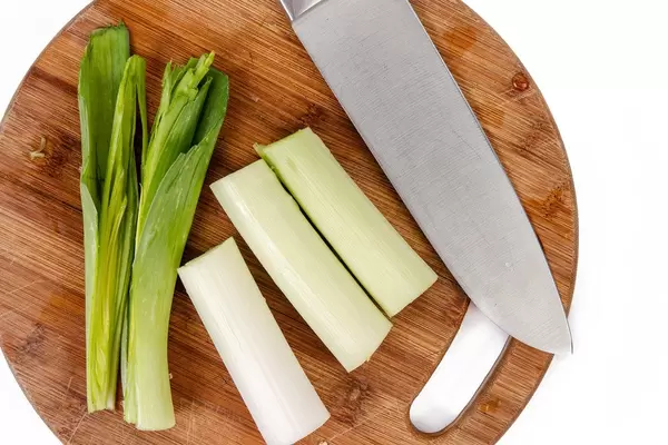 Flat lay above Fresh sliced Leek (Flip 2019)