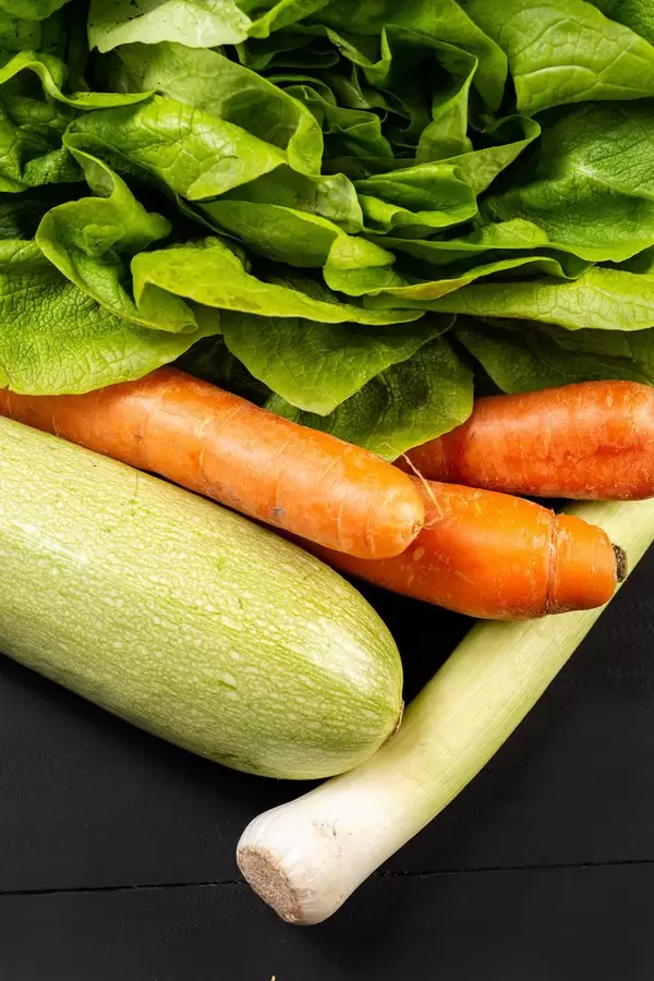 Flat lay above Fresh Vegetables