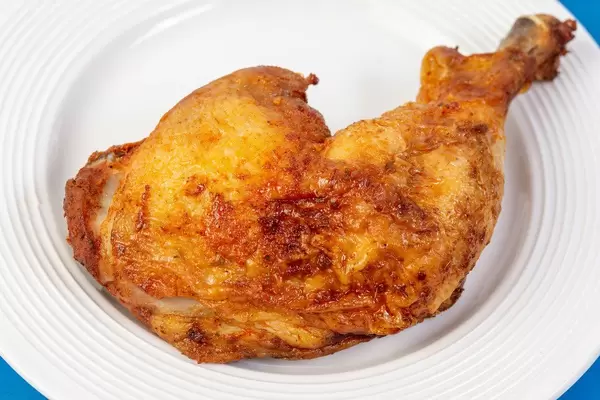 Flat lay above Fried Chicken Drumstick