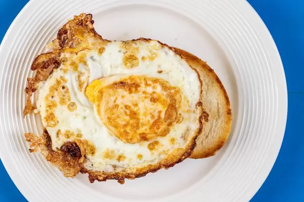 Flat Lay above Fried Egg on the Toasted Bread (Flip 2019)