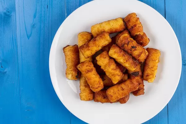 Flat lay above Potato Croquettes