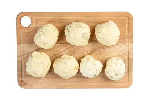 Flat lay above Raw Plum Dumplings