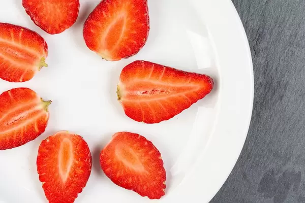 Flat lay above Sliced Strawberries (Flip 2019)