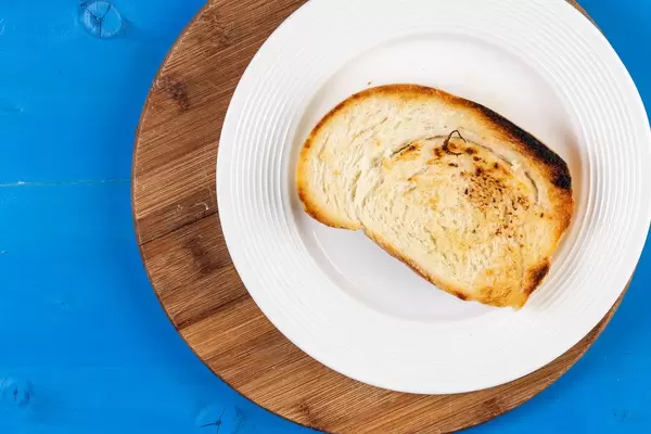 Flat Lay above Toasted Bread on the White Plate