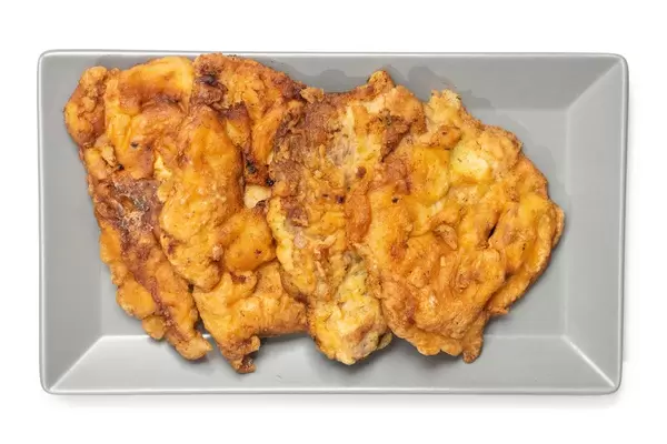 Flat lay above Vienna Steaks served on the plate