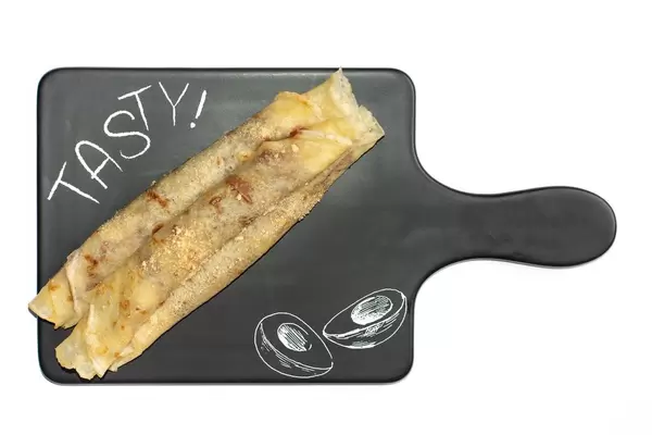 Flat view above serbian rolled Pancakes