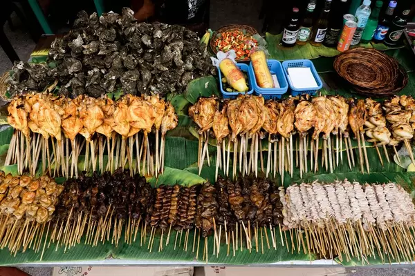 Flatlay of different barbecues at a local food park