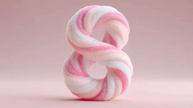 Flauschige Marshmallow-Acht in Rosa und Weiß