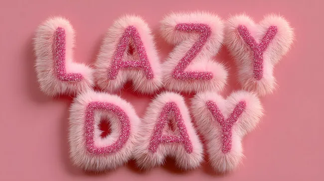 Flauschige, pinkfarbene Lazy Day Aufschrift