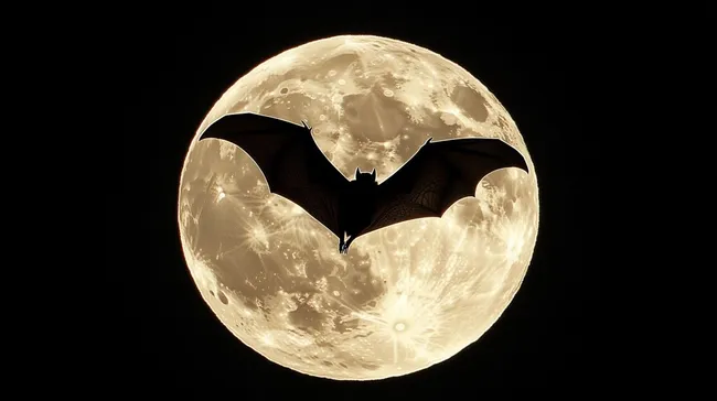 Fledermaus vor leuchtendem Vollmond
