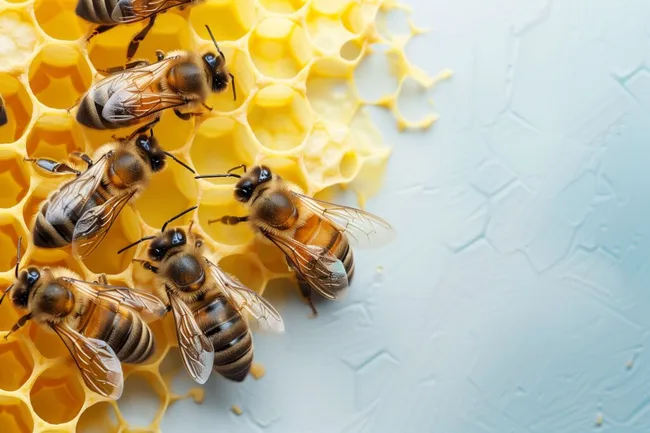 Fleißige Bienen in ihren Waben