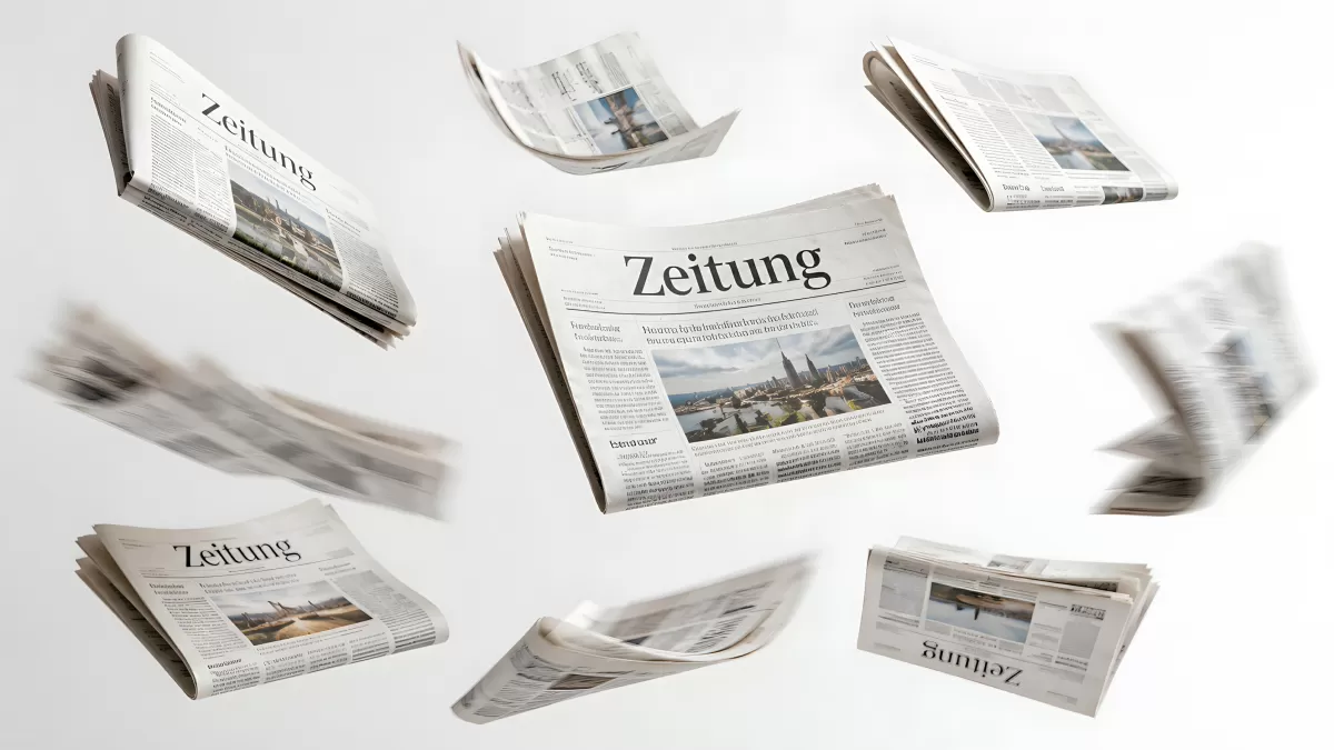 Fliegende Zeitungen in dynamischer Bewegung