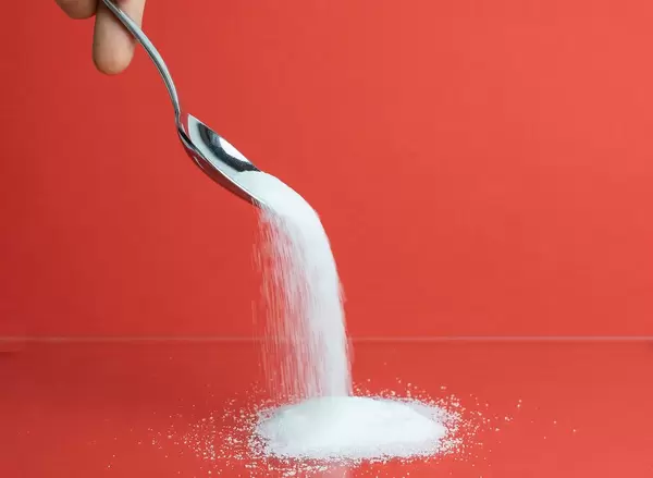 Floating Sugar on red Background