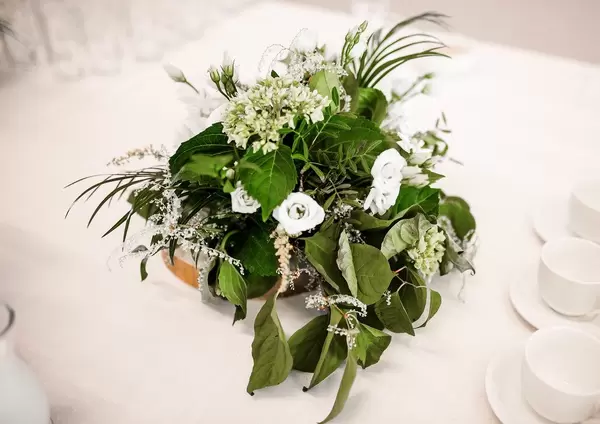 Floral White Roses Decor On The Table