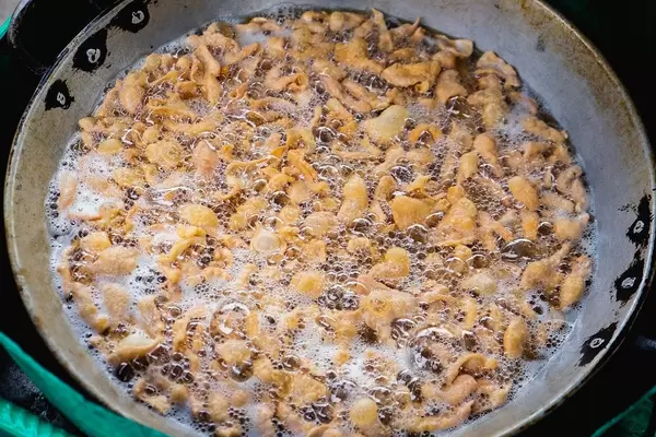 Flour tempura deep fried in a pan