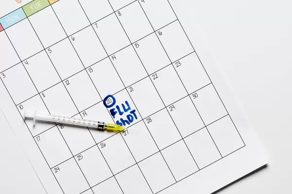 Flu Shot written on calendar