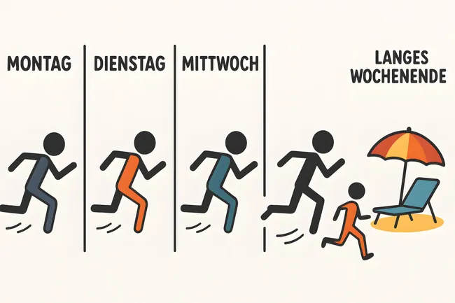 Flucht ins Wochenende - Symbolbild für Arbeitsstress